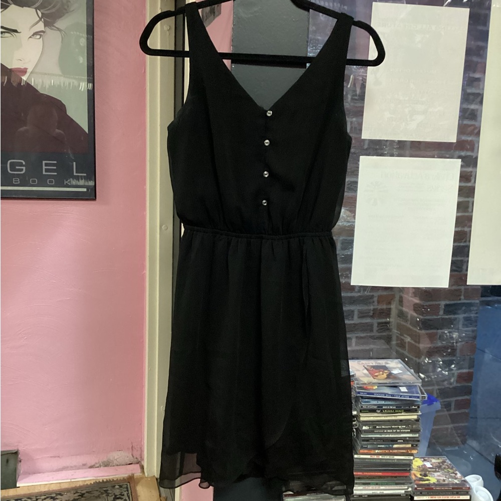 Guess Black Buttoned Mini Dress